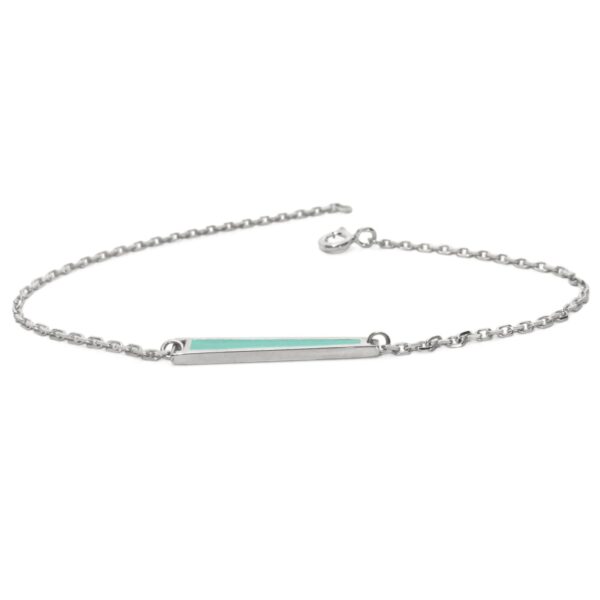 Gourmette Kda argent laque turquoise fond blanc elegance discrete ethique