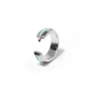 Bague Isiro argent laque turquoise fond blanc creation artisanale responsable
