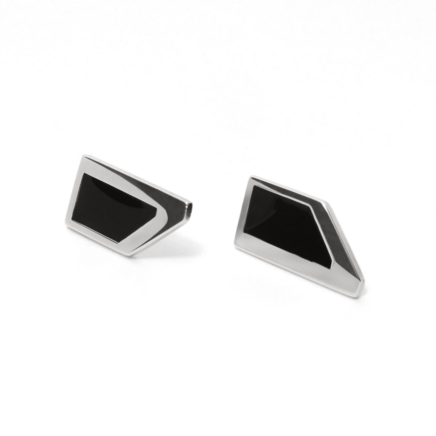 Boucles d'oreilles Voli argent laque noire vue face bijou artisanal