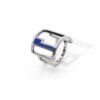 Bague Icto argent laque bleue fond blanc bijou geometrique artisanal