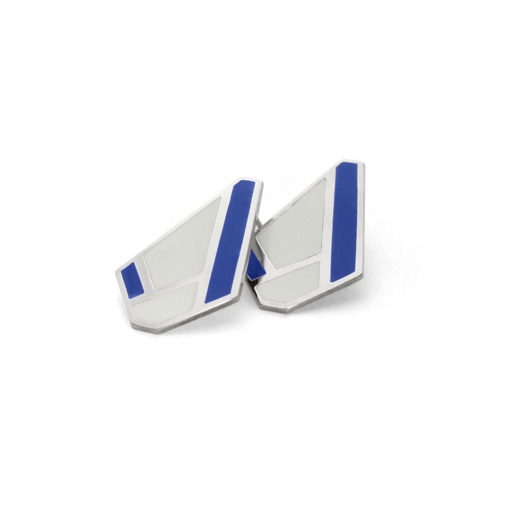 Boucles d'oreilles Olpi argent laque bleue vue face bijou artisanal raffine