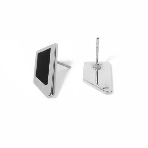 Boucles d'oreilles Voli argent laque noire vue dos bijou artisanal raffine