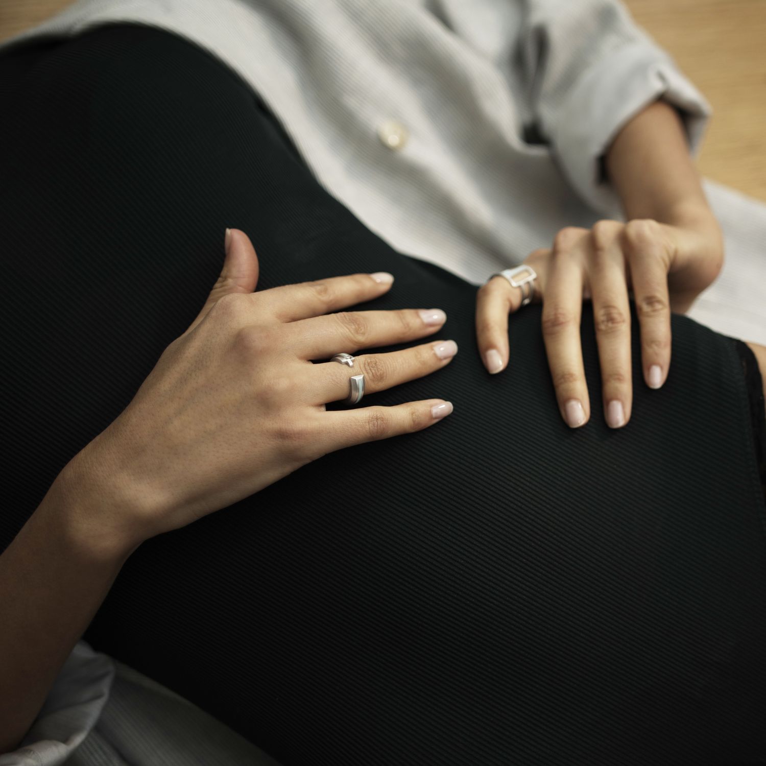 Bague Isiro argent laque turquoise bijou minimaliste cadre naturel