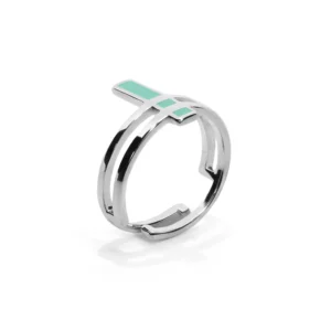 bague troy argent 925 recycle laque turquoise ajoure elegant pour un style epure